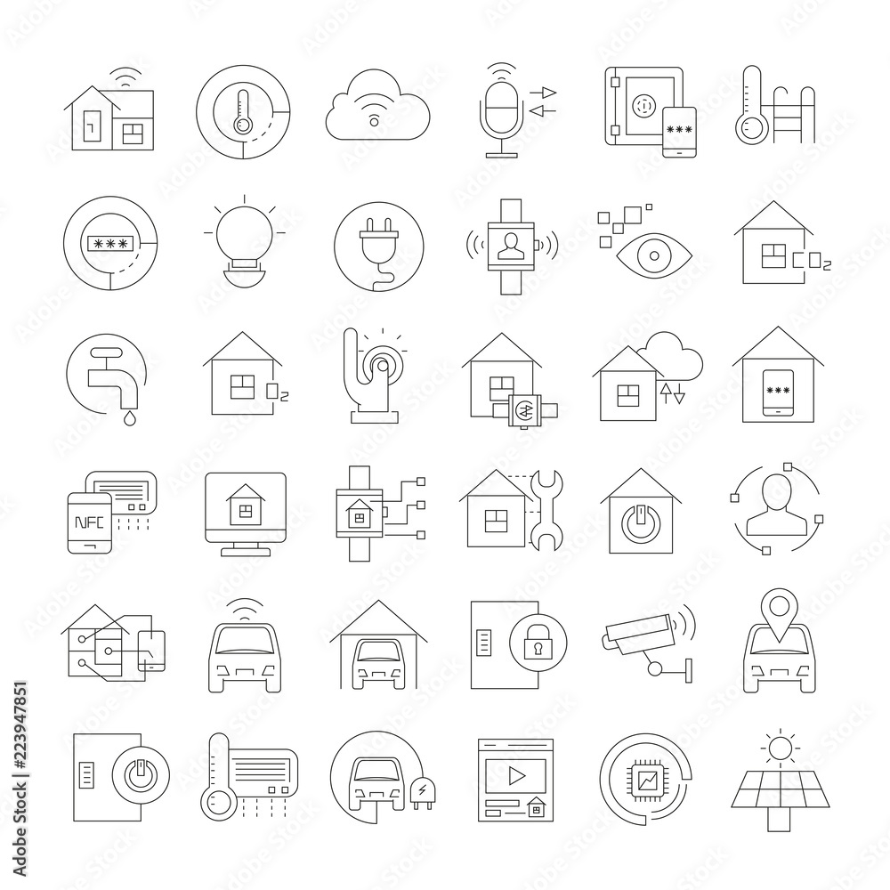smart home icons, outline icons