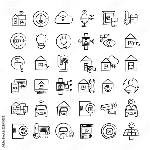 smart home icons, hand drawn icons