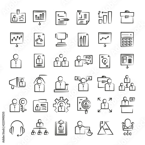 office and business icons, hand drawn icons