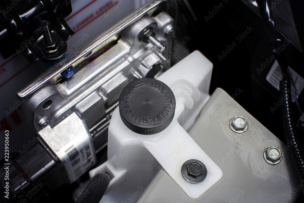Reserve tank of radiator, automotive part concept. Reserve tank of radiator, automotive part concept.