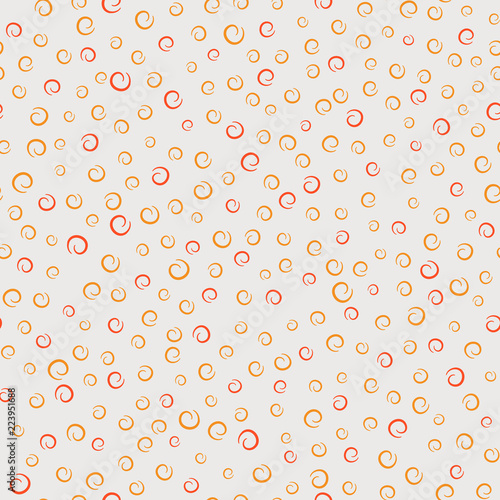Seamless vector abstract pattern with curve elements painted random in bright colors on white background