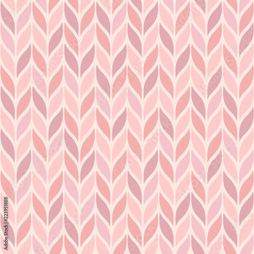 Seamless vector chevron pattern with abstract floral elements painted random in pastel pink colors