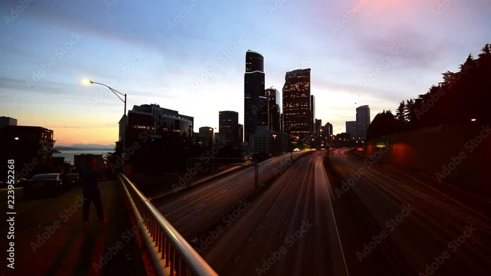 Seattle Skyline Interstate and Sunset Timelapse Seattle Skyline Interstate and Sunset Timelapse