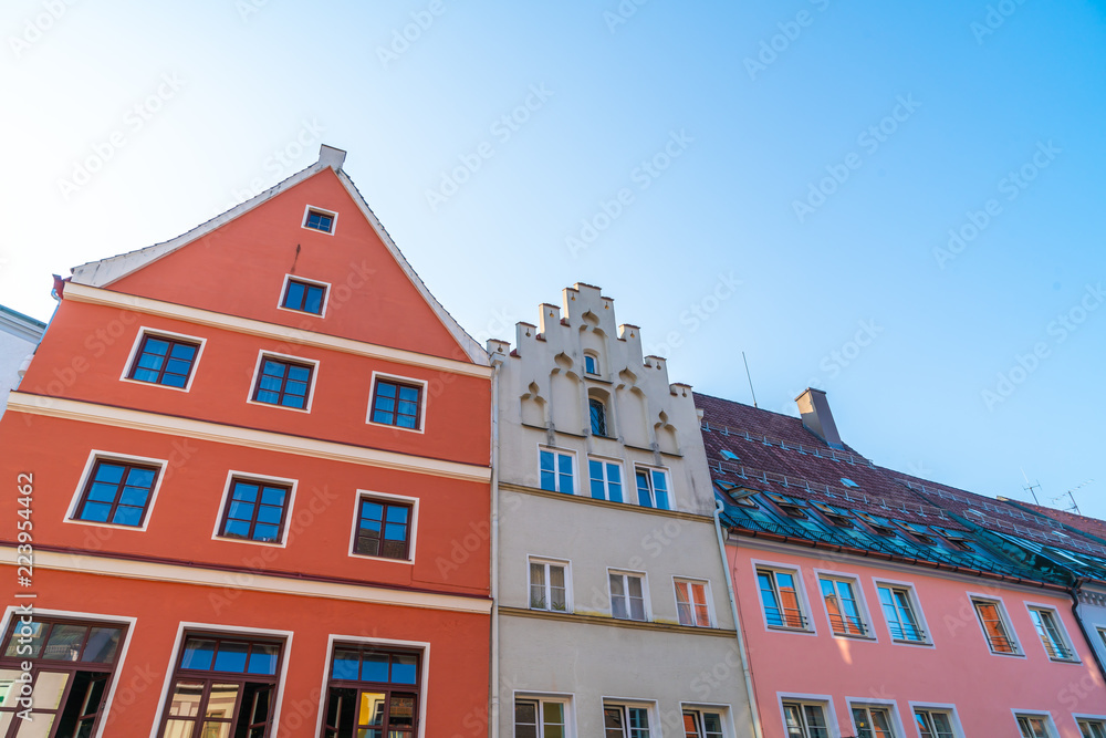 Beautiful Architecture of old houses on historical street in town Fussen in Germany Beautiful Architecture of old houses on historical street in town Fussen in Germany