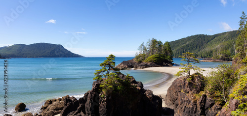Schilderij op canvas Beautiful panoramic view of sandy beach on Pacific Ocean Coast