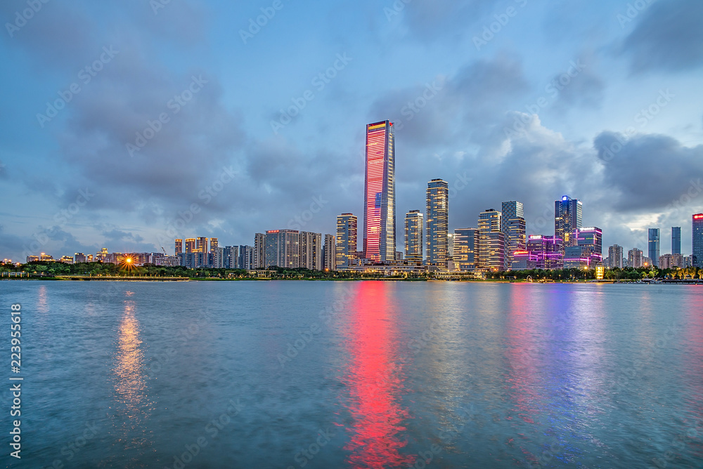 Fototapeta premium Shenzhen Houhai CBD Building Night Skyline