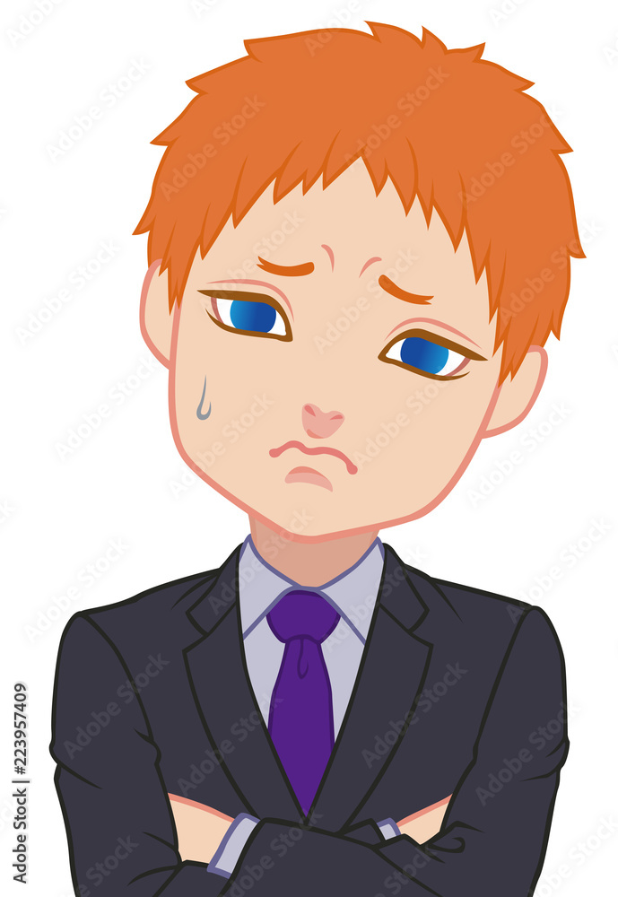 首を傾げるちびキャラ 男性 タイプB 首を傾げるちびキャラ 男性 タイプB