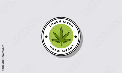 Badge Flat Style Design with Marijuana Leaf