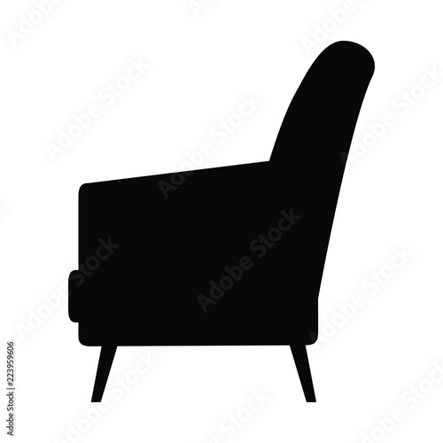 A black and white silhouette vector of a armchair 