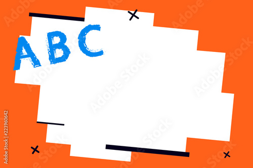 Flat design Vector Illustration Empty esp template copy text for Ad, promotion, poster, flyer, web banner, article. Alphabet Letter in Uppercase A B C standing on imaginary incline surface