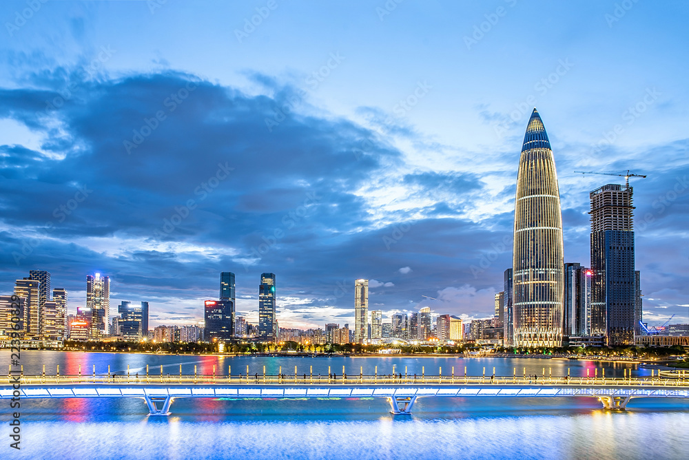 Obraz premium Shenzhen city night skyline