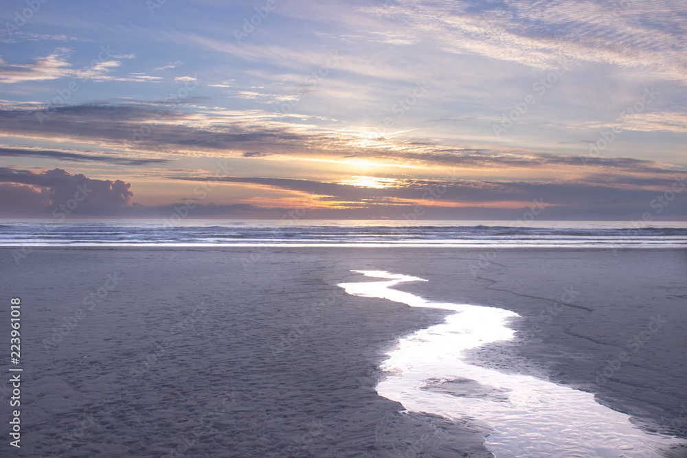 Sunset at a Coastal Ocean Beach