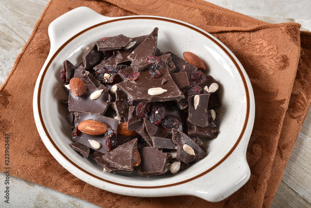 Gourmet chocolate bark with cranberry Gourmet chocolate bark with cranberry