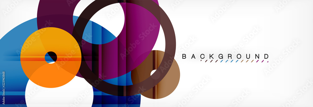 Colorful rings on grey background, modern geometric pattern design. Vector business or technology presentation design template, brochure or flyer pattern, or geometric web banner Colorful rings on grey background, modern geometric pattern design. Vector business or technology presentation design template, brochure or flyer pattern, or geometric web banner