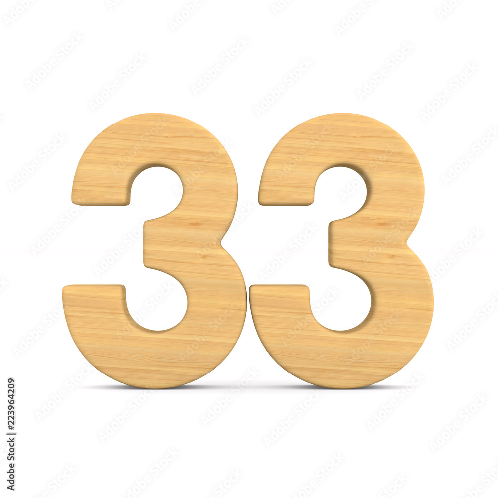 Number thrity three on white background. Isolated 3D illustration Number thrity three on white background. Isolated 3D illustration