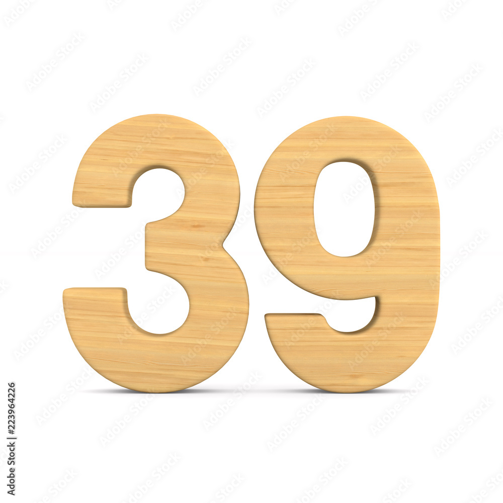 Number thrity nine on white background. Isolated 3D illustration Number thrity nine on white background. Isolated 3D illustration