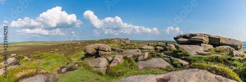 Clouds over Stanage Edge near Hathersage in the East Midlands, Peak District, Derbyshire, England, UK