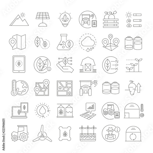 smart farm icons, smart agriculture icons