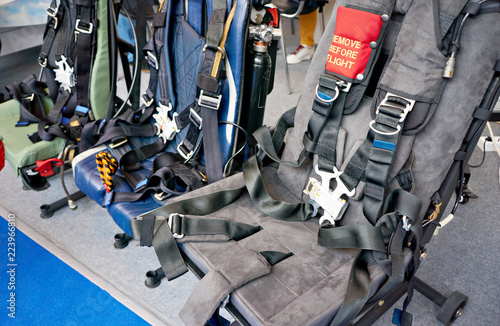 Φωτογραφία Seats of pilots aircraft at exhibition