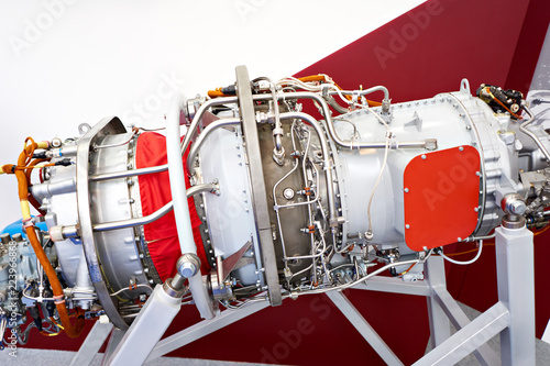 Tableau sur toile Engine turboprop aircraft at exhibition
