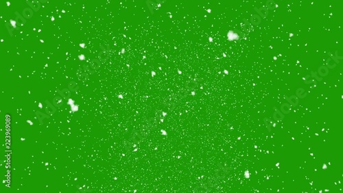 Isolated falling snow on green screen photo
