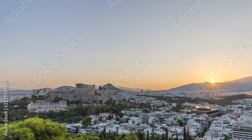 The Acropolis of Athens at sunrise, seen from the Hill of the Muses © Iurii