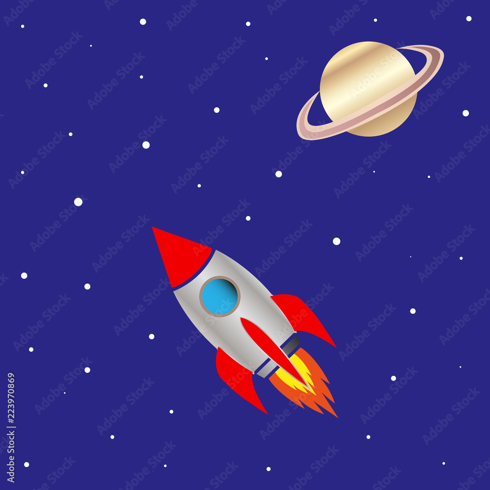 space ship and planet saturn