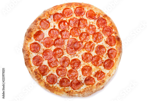 Canvas Print Pizza pepperoni isolated on white background
