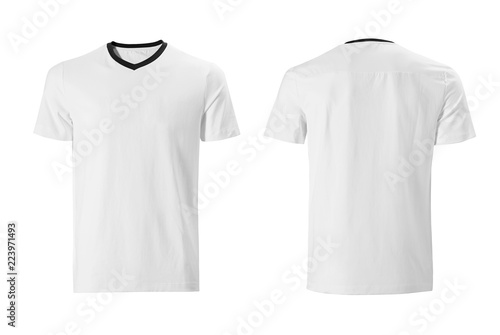 White tshirt with black collar design template isolated on white