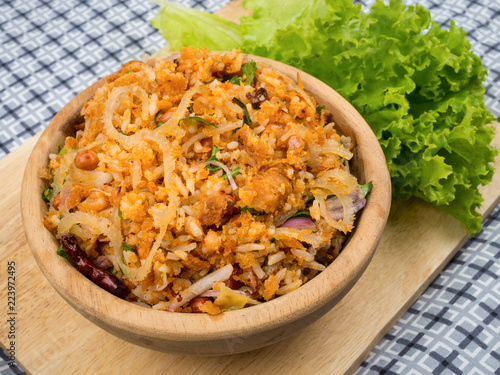 spicy minced pork salad, minced pork mash with spicy, Thai food