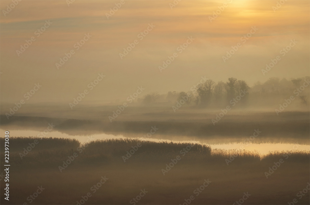 A misty fog on the Yuzhnyi Bug River.