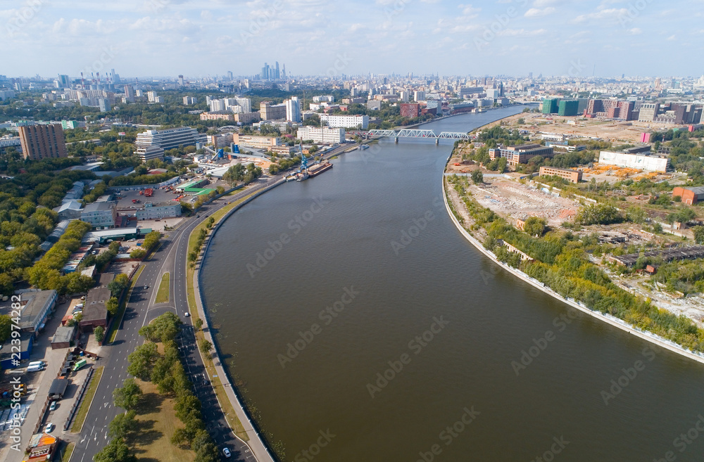Nagatinskaya embankment in the city of Moscow.
