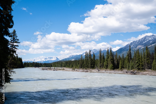 View over bow river in Banff national park, Canada