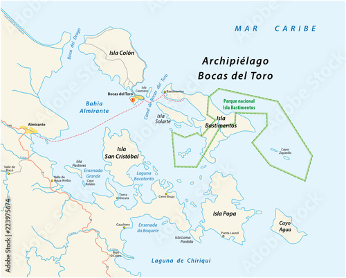 Map of the Panamanian island group of Bocas del Toro, Panama