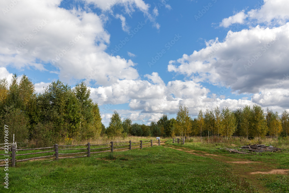rural landscape with a fence