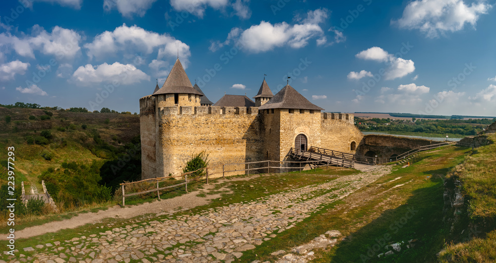 Khotyn fortress on a sunny day. Ukraine.