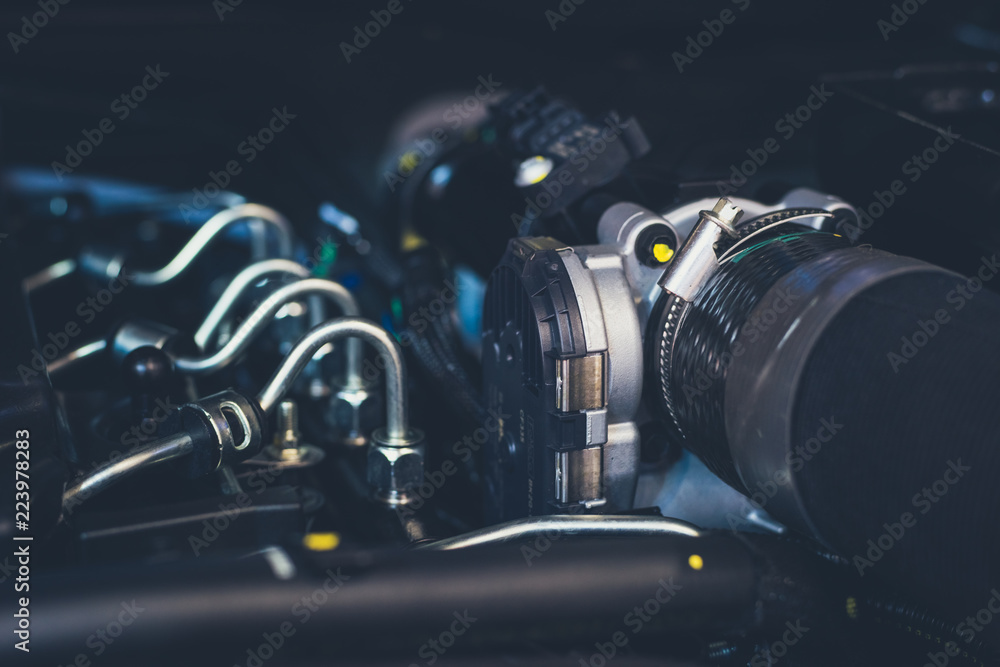 Close up shot of car engine for background Close up shot of car engine for background