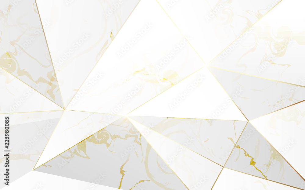 Abstract polygonal pattern luxury white with gold background Stock