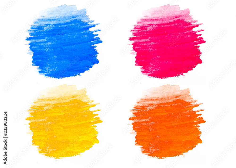blue, pink, yellow, orange water color painting for background