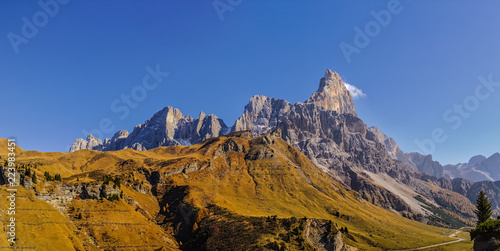 Autumn mountain view at the Rolle pass, Trento - Italy