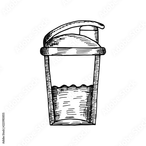 sports cocktail shaker sketch isolated on white