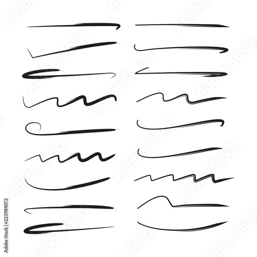 vector set hand drawn brush lines