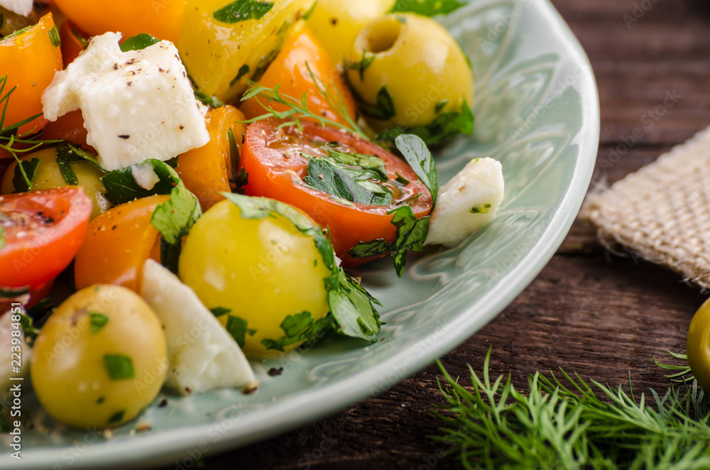 Fresh tomato olives salad feta cheese Fresh tomato olives salad feta cheese