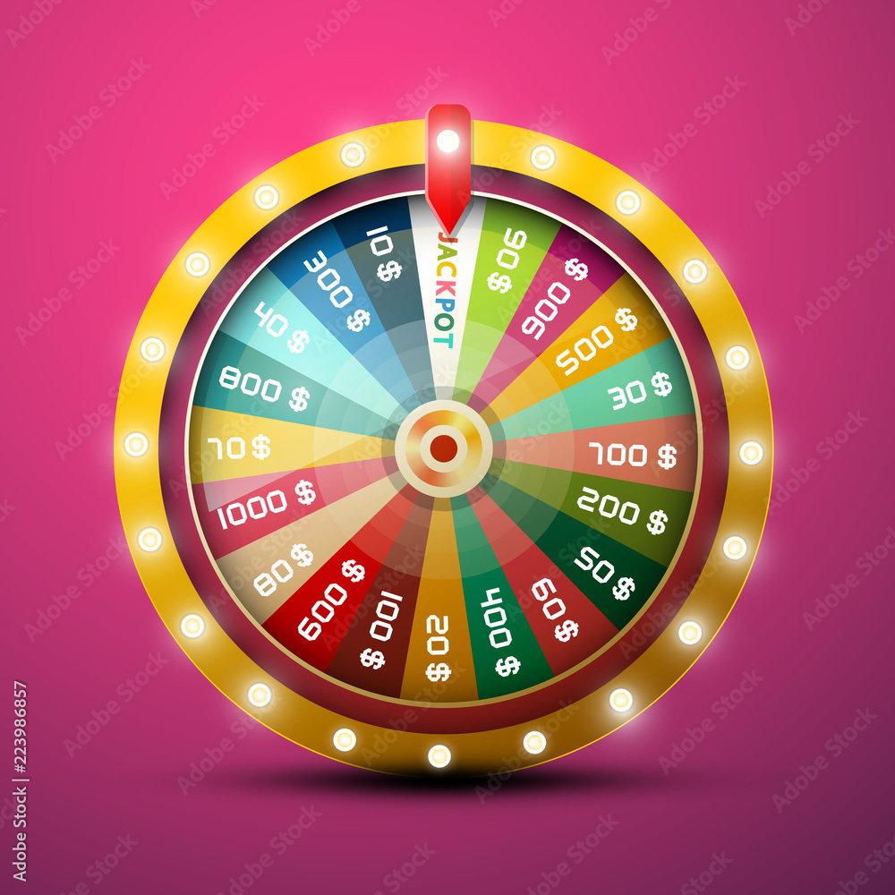 Wheel of Fortune with Jackpot on Pink Background Wheel of Fortune with Jackpot on Pink Background