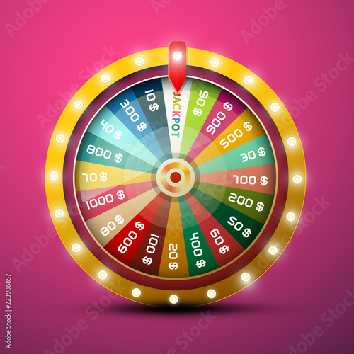 Wheel of Fortune with Jackpot on Pink Background