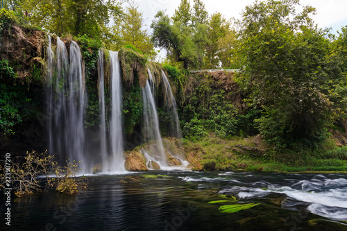 ANTALYA  TURKEY - JULY 04  2016  Duden waterfall at Antalya