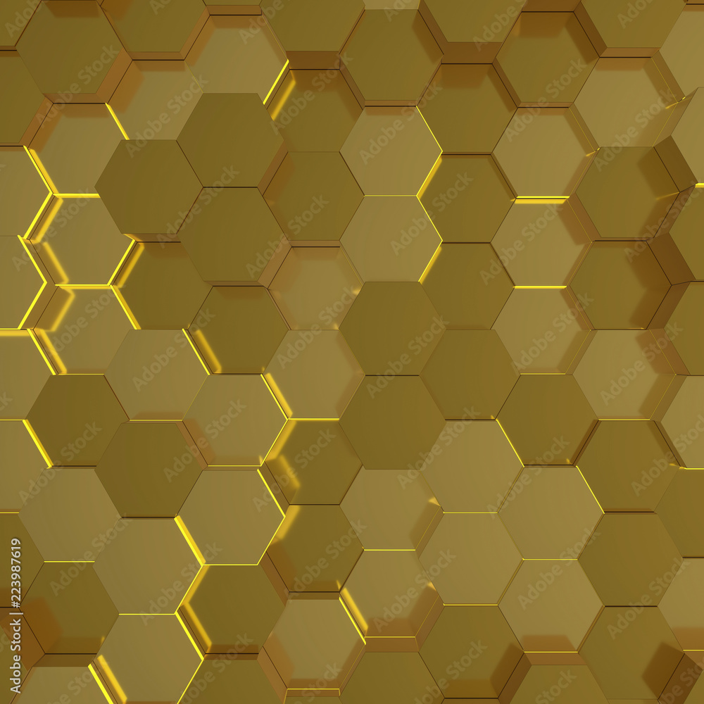 Abstract technological hexagonal background. 3D render Abstract technological hexagonal background. 3D render