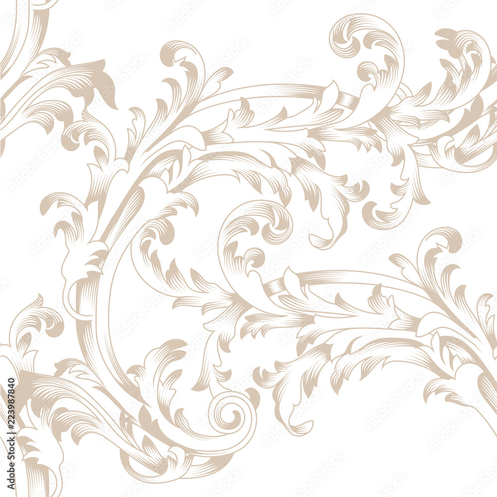 Golden seamless floral pattern, ornament, backround. Vector.