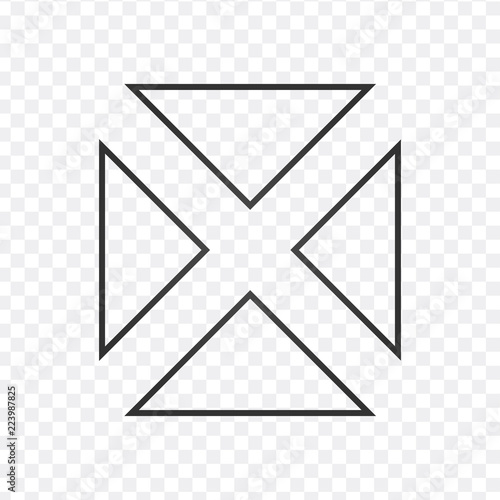 simple linear editable stroke cross icon out of Triangles, vector illustration isolated on transparent background.