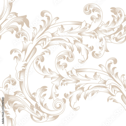 Golden seamless floral pattern, ornament, backround. Vector.